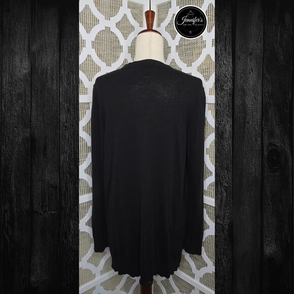 LOFT Black, Open Front with Pockets Cardigan Size L - Picture 5 of 8